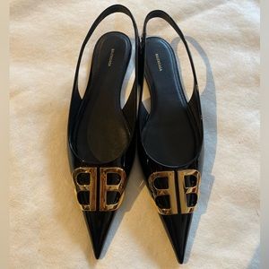 BALENCIAGA BB slingback leather ballet flats 
Size: 41.5 *Brand new in box*